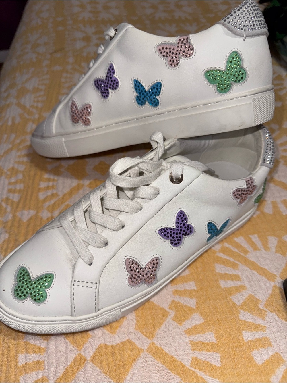 Kurt Geiger London Women’s White Leather Low Top Butterfly Sneakers Women's 9.5